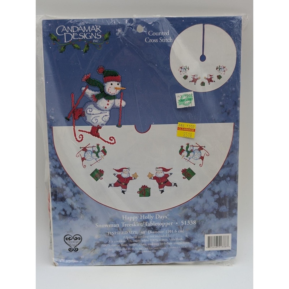 Candamar Designs Happy Holly Days‎ Snowman Tree Skirt 51338 Counted Cross Stitch